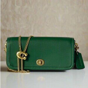 Coach Dinky Bag 14 Mini Crossbody Hunter Green CZ108 Glovetanned Leather